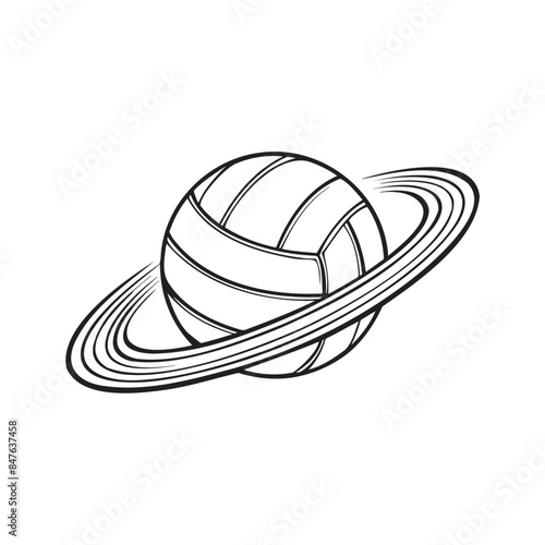 Illustration of simple doodle, volleyball and saturn ring
