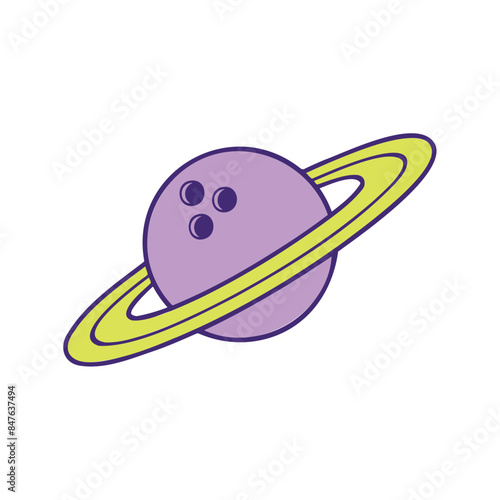 Illustration of simple doodle, bowling with saturn ring