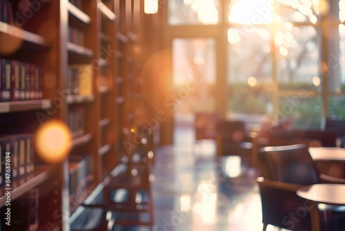 Wallpaper Mural Blurry bokeh of university library filled with bookshelves Torontodigital.ca