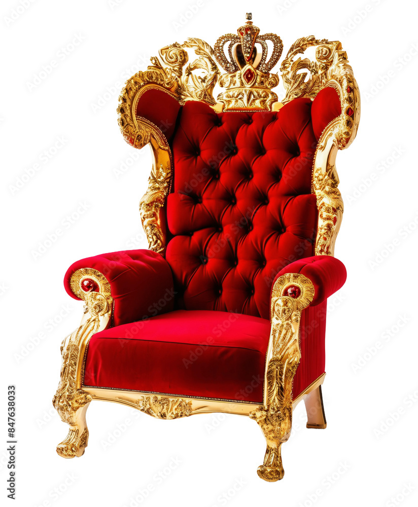 luxury and success red King armchair transparent background PNG luxury and success red King armchair transparent background PNG
