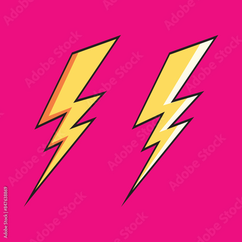 Thunder set vector with yellow red green colours