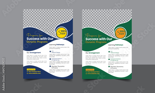 New Attractive Two Color Education School Admission Flyer Poster, Banner Template Design