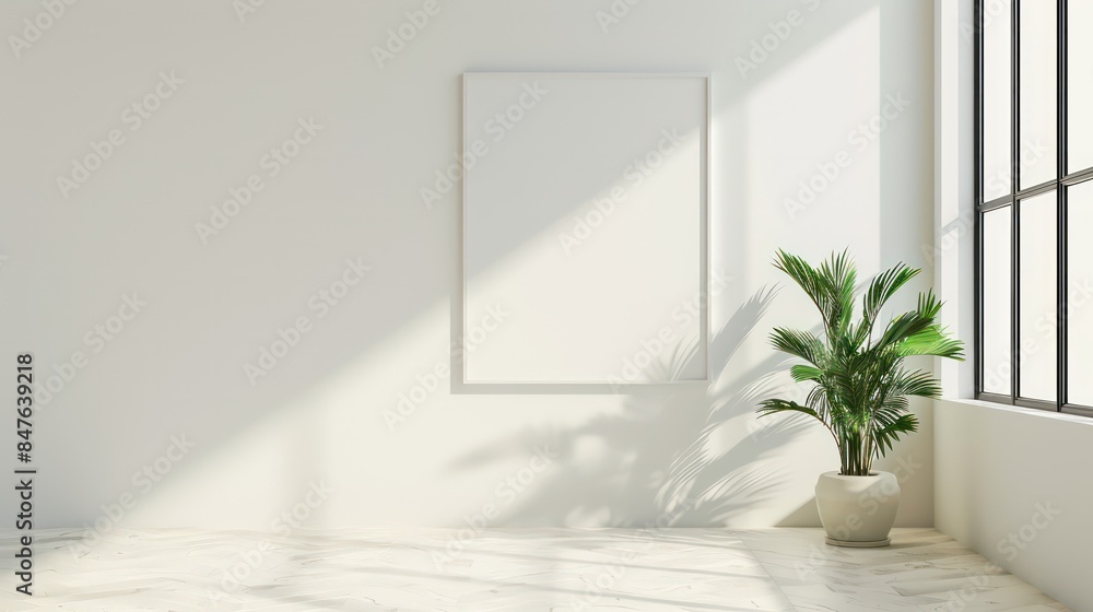 Sleek modern interior with a minimalist touch, featuring a pristine empty wall perfect for showcasing art or paintings, offering a bright and sophisticated design. Sleek modern interior with a minimalist touch, featuring a pristine empty wall perfect for showcasing art or paintings, offering a bright and sophisticated design.