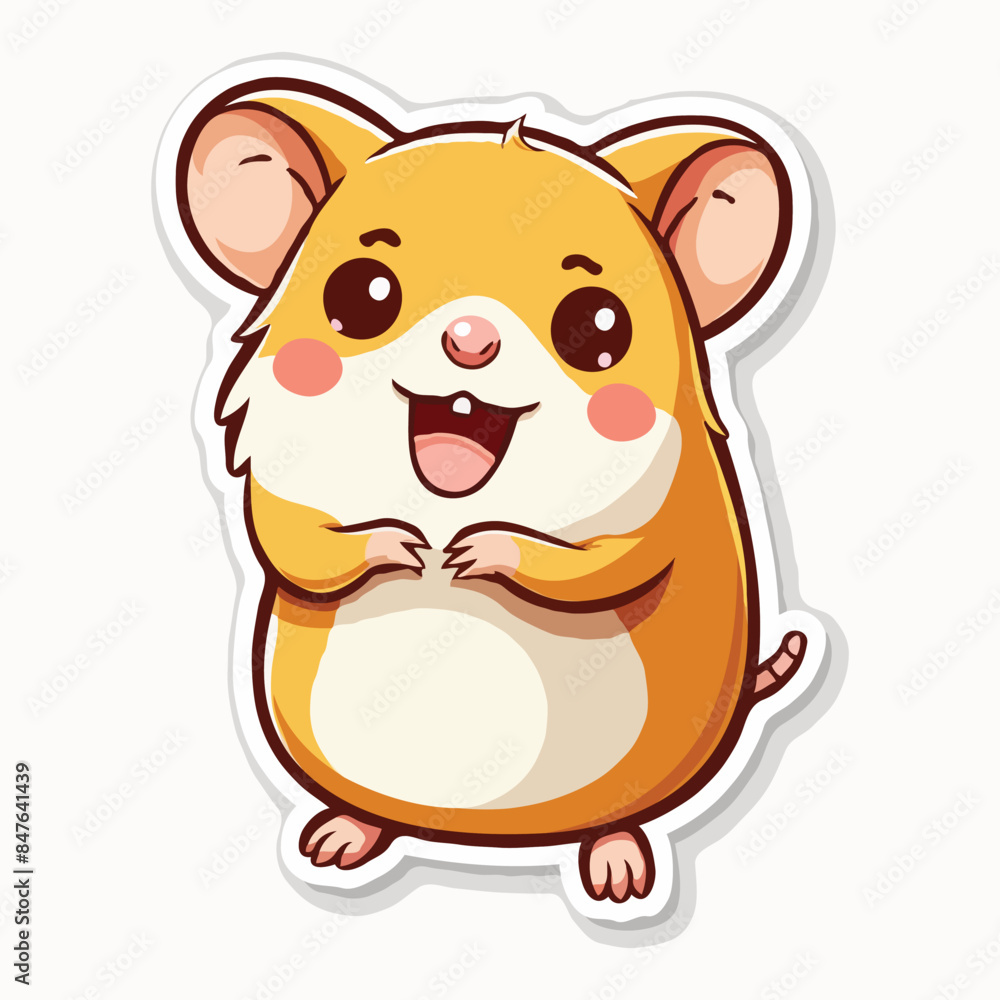 Cute Hamster sticker 2D cartoon vector icon illustration Cute Hamster sticker 2D cartoon vector icon illustration