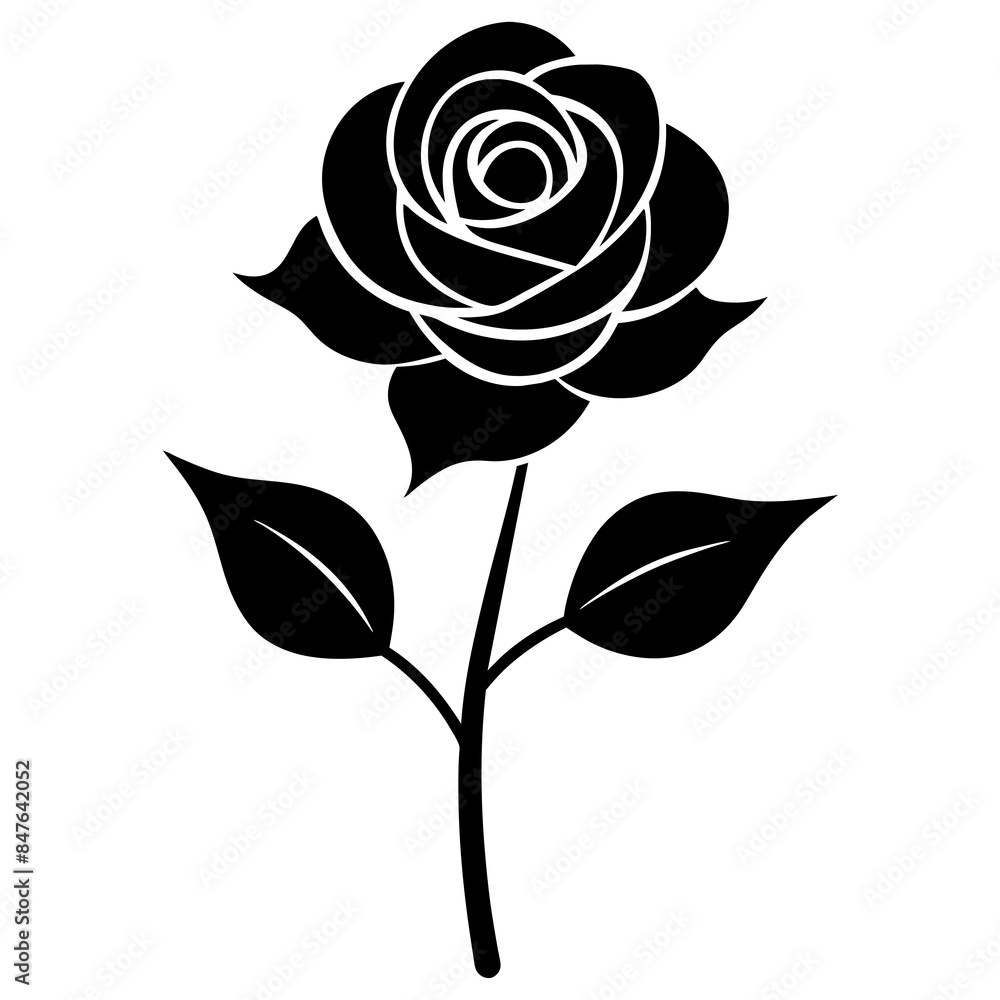Rose flower with three leaf Vector Rose flower with three leaf Vector