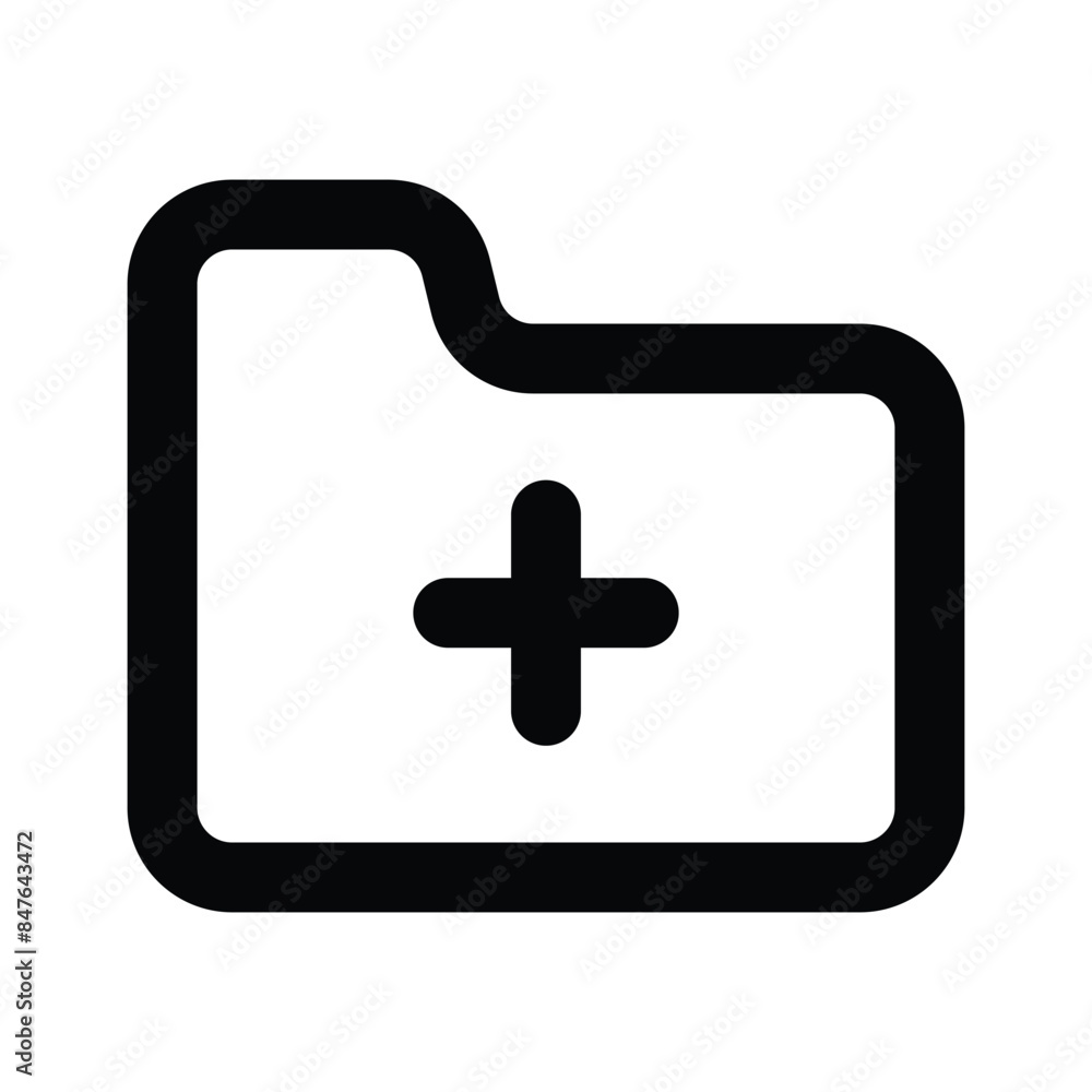 Plus sign on folder denoting icon of add folder in modern style Plus sign on folder denoting icon of add folder in modern style