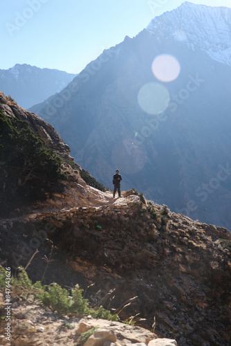 hiker on the top of the mountain