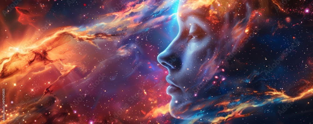 Cosmic galaxy portrait, with cosmic elements and celestial backgrounds, hyperrealistic 4K photo. Cosmic galaxy portrait, with cosmic elements and celestial backgrounds, hyperrealistic 4K photo.