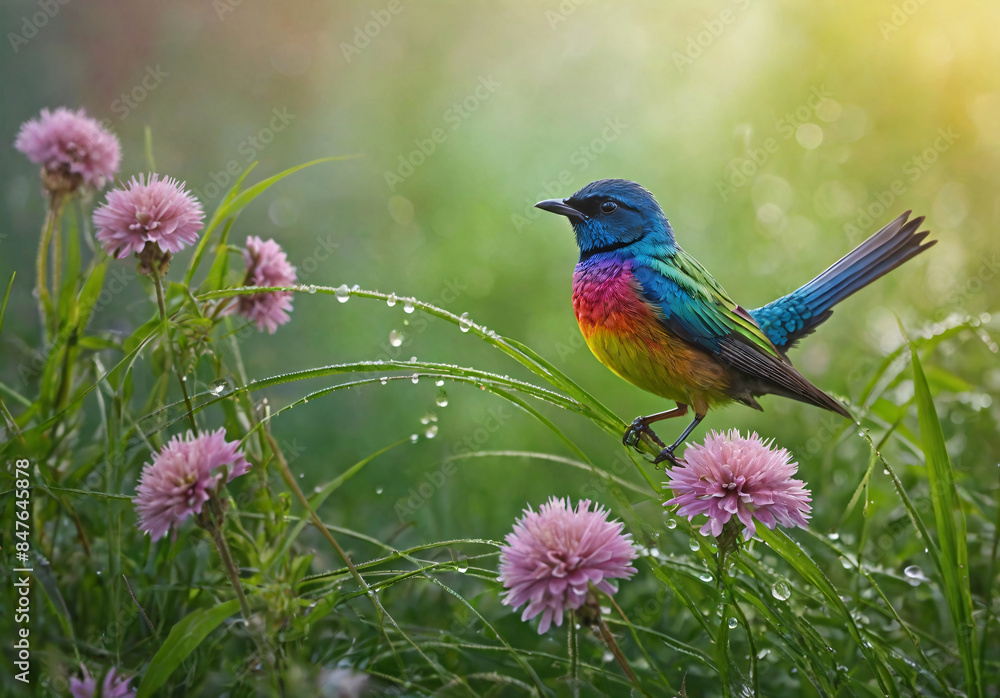 bird on a branch weed flowers bird on a branch weed flowers