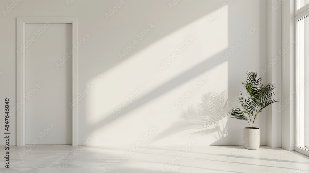 Modern, Clean Interior with a Blank Wall, Ideal for Art or Painting Mockups, Bright and Minimalistic Design. Modern, Clean Interior with a Blank Wall, Ideal for Art or Painting Mockups, Bright and Minimalistic Design.