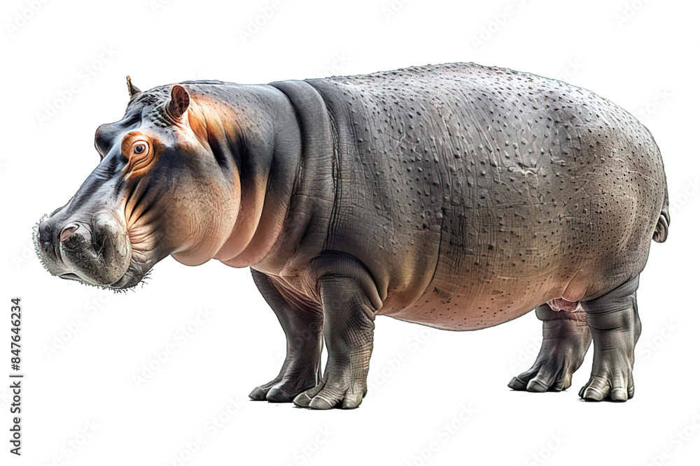 side view wild hippo isolated on transparent background ,generative ai side view wild hippo isolated on transparent background ,generative ai