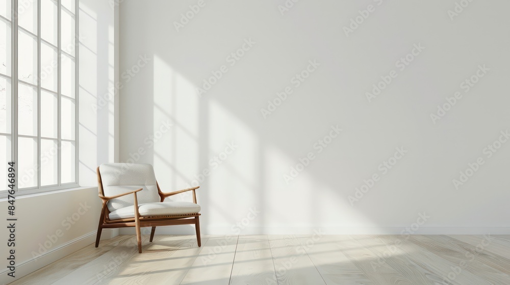 Minimalistic Modern Interior with Clean Empty Wall, Perfect Mockup for Art or Paintings, Bright and Elegant Interior Design. Minimalistic Modern Interior with Clean Empty Wall, Perfect Mockup for Art or Paintings, Bright and Elegant Interior Design.