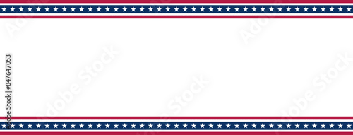 Obraz na płótnie Red and blue stripped line border with stars on blank background template. America 4th of July Memorial or Independence day theme wallpaper. w salonie