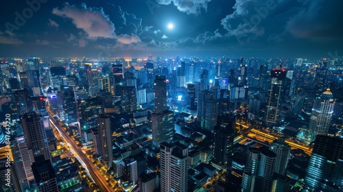 Wallpaper Mural Night city top view. Illustration generated by ai Torontodigital.ca