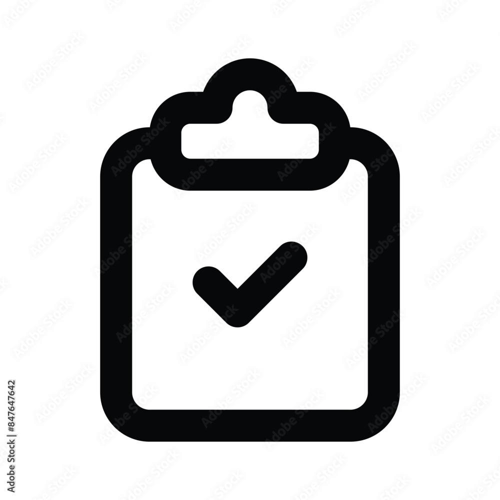 Tick mark on clipboard, icon of completed task, editable design Tick mark on clipboard, icon of completed task, editable design