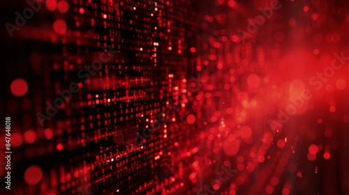 Wallpaper Mural Red semi-abstract representation of HTML code with red light particles. AI generative Torontodigital.ca