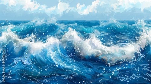 Sea ocean wave nature background illustration generated by ai