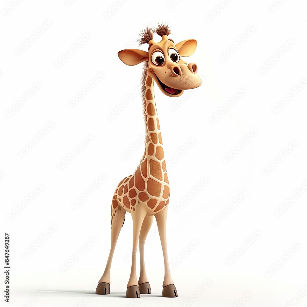 Fototapeta premium Smiling Cartoon Giraffe Illustration