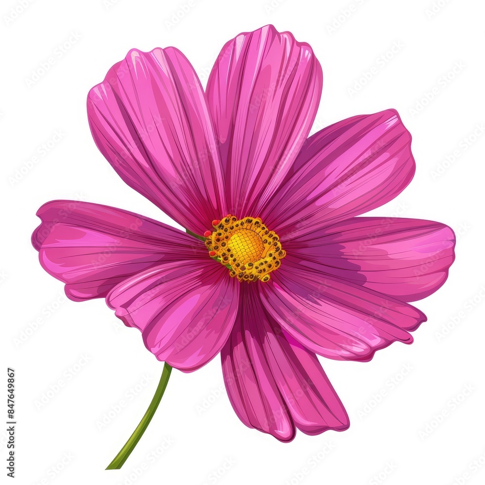 Fototapeta premium Bright Pink Cartoon Flower Illustration