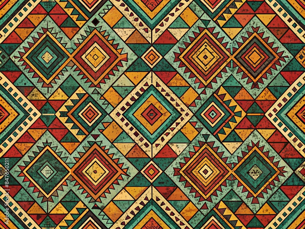 African geometric seamless pattern with grunge effect African geometric seamless pattern with grunge effect