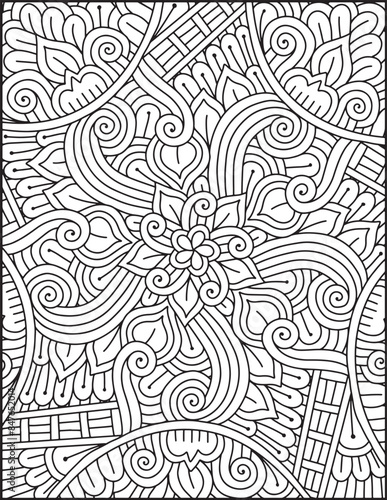 Foto Hand- Drawn Mandala Coloring Page | Mandala Coloring Page For Adults | Floral Ma