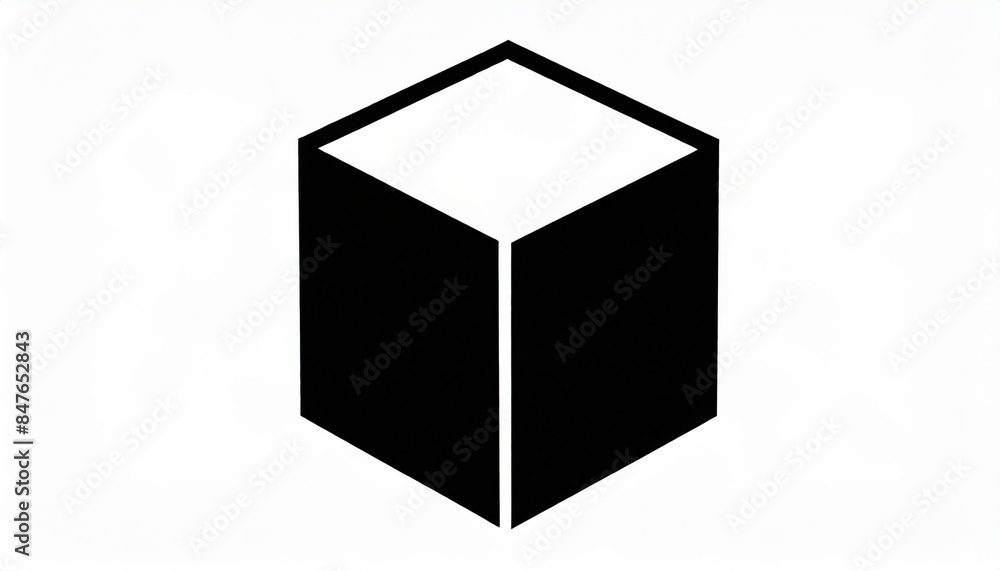 Black silhouette contrast cube icon isolated on white background, cut out Black silhouette contrast cube icon isolated on white background, cut out