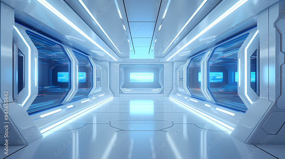 Obraz premium Sci-fi spaceship corridor