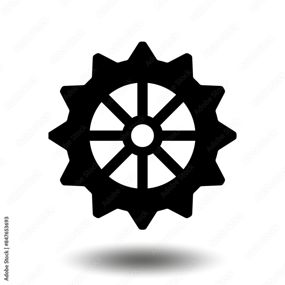 Obraz premium Black gear icon. Machine sprocket gear icon. Flat design. Vector cogwheel sign symbol on a white background.