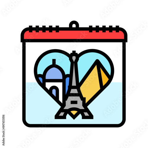 monuments sites international day color icon vector. monuments sites international day sign. isolated symbol illustration