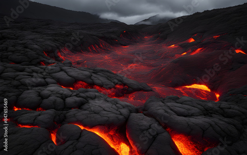 Lava flow on the slopes of Kilauea, Hawaii
