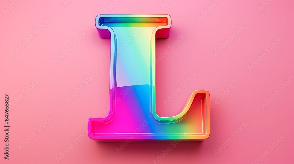 Rainbow Alphabet L letters on pink background Rainbow Alphabet L letters on pink background