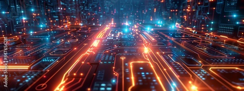 Red abstract circuit board technology backgroundcuit board background