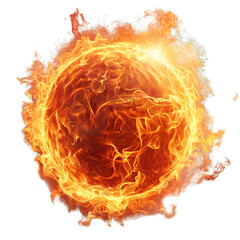 round fire ball png ,round sun isolated on transparent background ,generative ai	