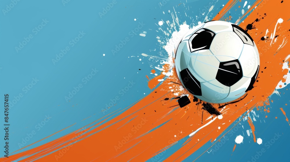 Fototapeta premium Soccer football banner background with ball. Illustration generated by ai.