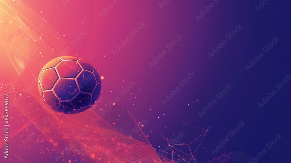 Fototapeta premium Soccer football banner background with ball. Illustration generated by ai.