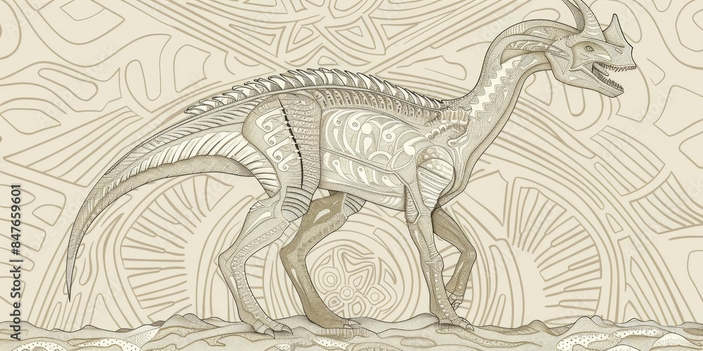 Detailed Dinosaur Line Art Detailed Dinosaur Line Art