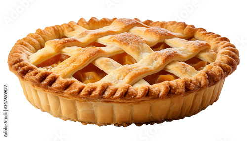 Tasty homemade apple pie on transparent background