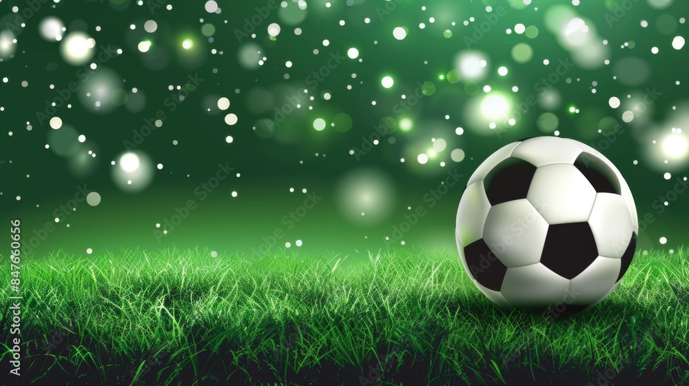 Naklejka premium Soccer football banner background with ball. Illustration generated by ai.