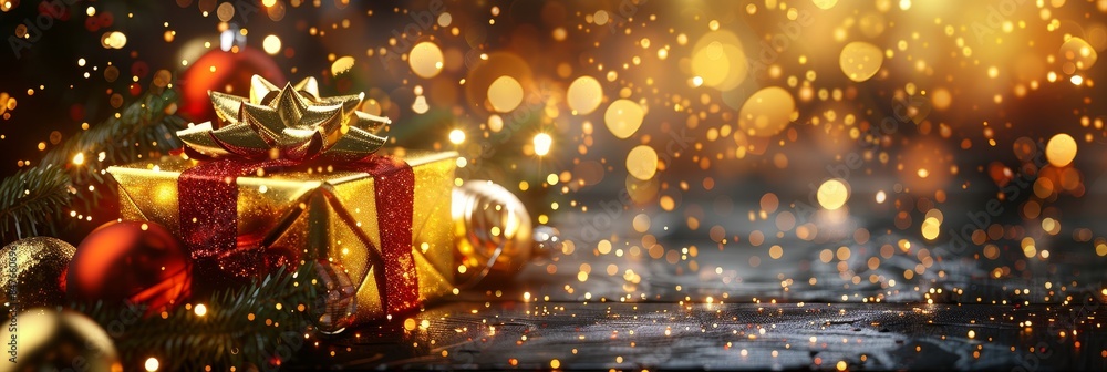 Naklejka premium Festive secret santa poster wishing merry christmas and happy new year with ample copy space