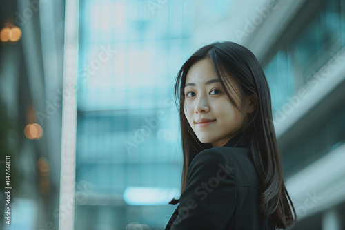 Smiling Asian Office Lady in Office Building Background Free Download Smiling Asian Office Lady in Office Building Background - GFXLoad