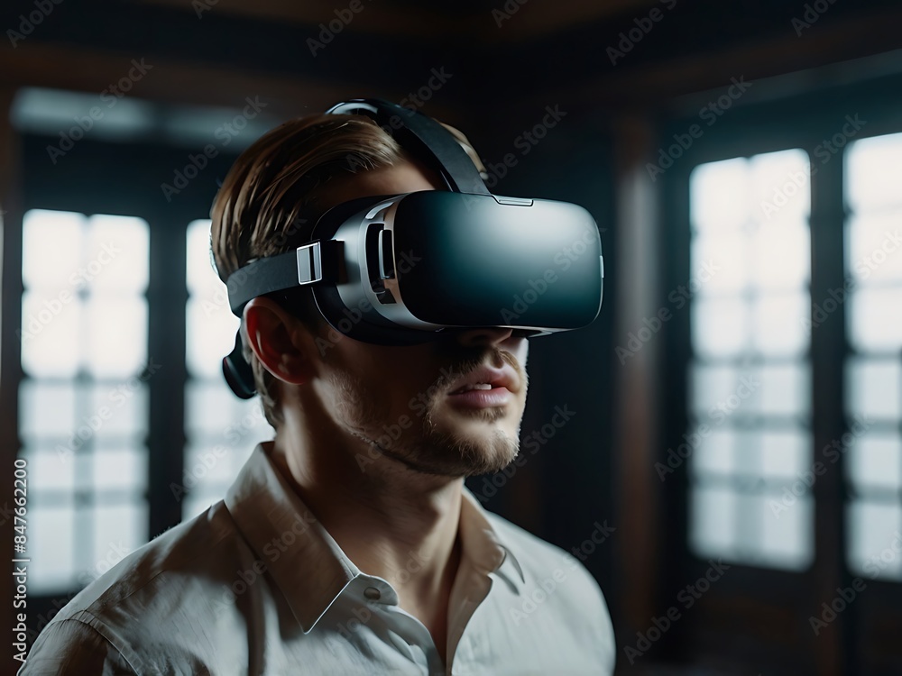 3D render of VR headset with goggles 3D render of VR headset with goggles