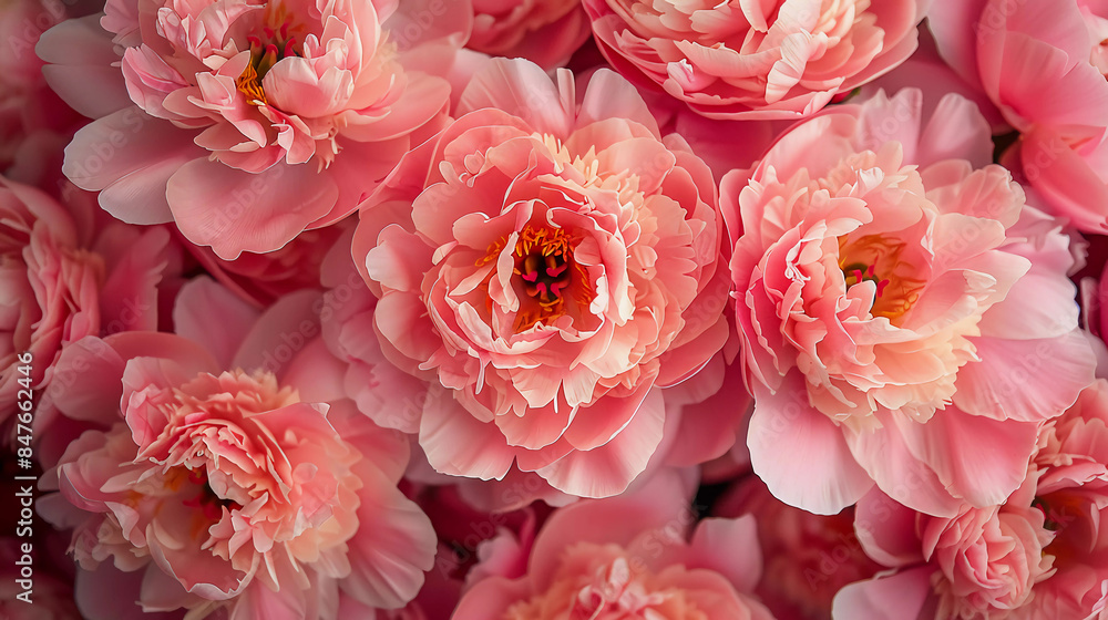 Top view of the magnificent blooming pink peony Top view of the magnificent blooming pink peony