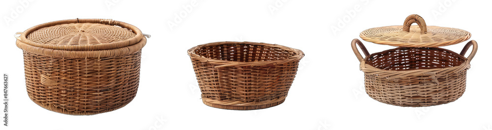 Wicker Basket Handles, Lids, and Woven Details. Isolated on a Transparent Background. Cutout PNG. Wicker Basket Handles, Lids, and Woven Details. Isolated on a Transparent Background. Cutout PNG.