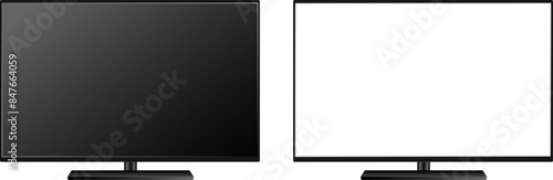 Modern TV set on a transparent background. Vector realistic tv template. Modern TV monitor. Plasma tv mockup. Vector EPS 10