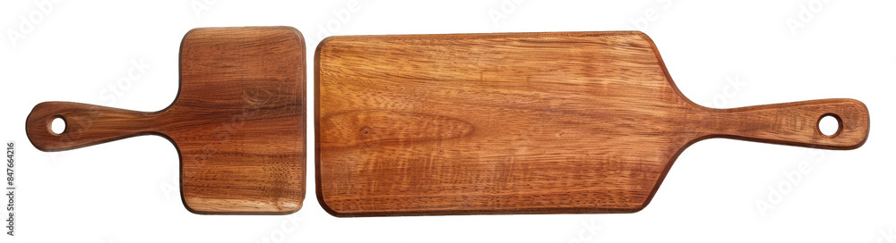 Wooden Cutting Boards, Small, Medium, and Large. Isolated on a Transparent Background. Cutout PNG.