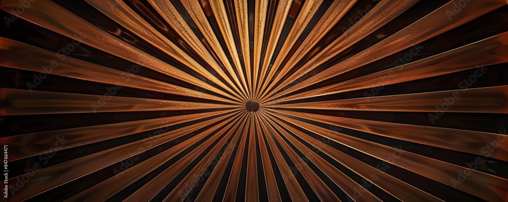 Obraz premium Art Deco sunburst pattern with radiating lines and geometric shapes, 4K hyperrealistic photo