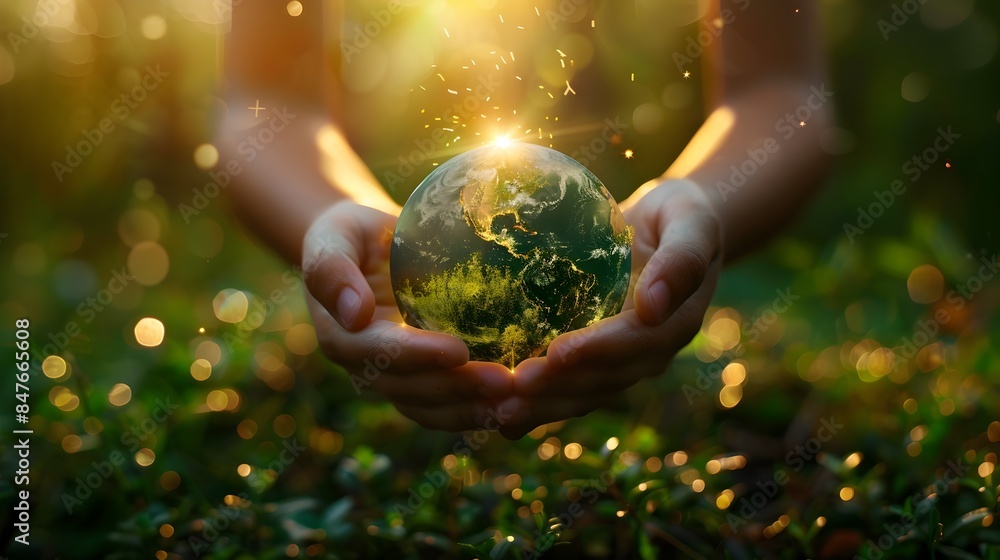 Hands Holding Glowing Earth Globe Showcasing Sustainable Future and Environmental Conservation Hands Holding Glowing Earth Globe Showcasing Sustainable Future and Environmental Conservation