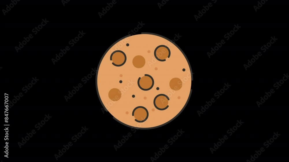 Choco Chip Cookies animated motion graphic with alpha channel. Choco Chip Cookies 4k video animation for web, mobile, and user interface needs