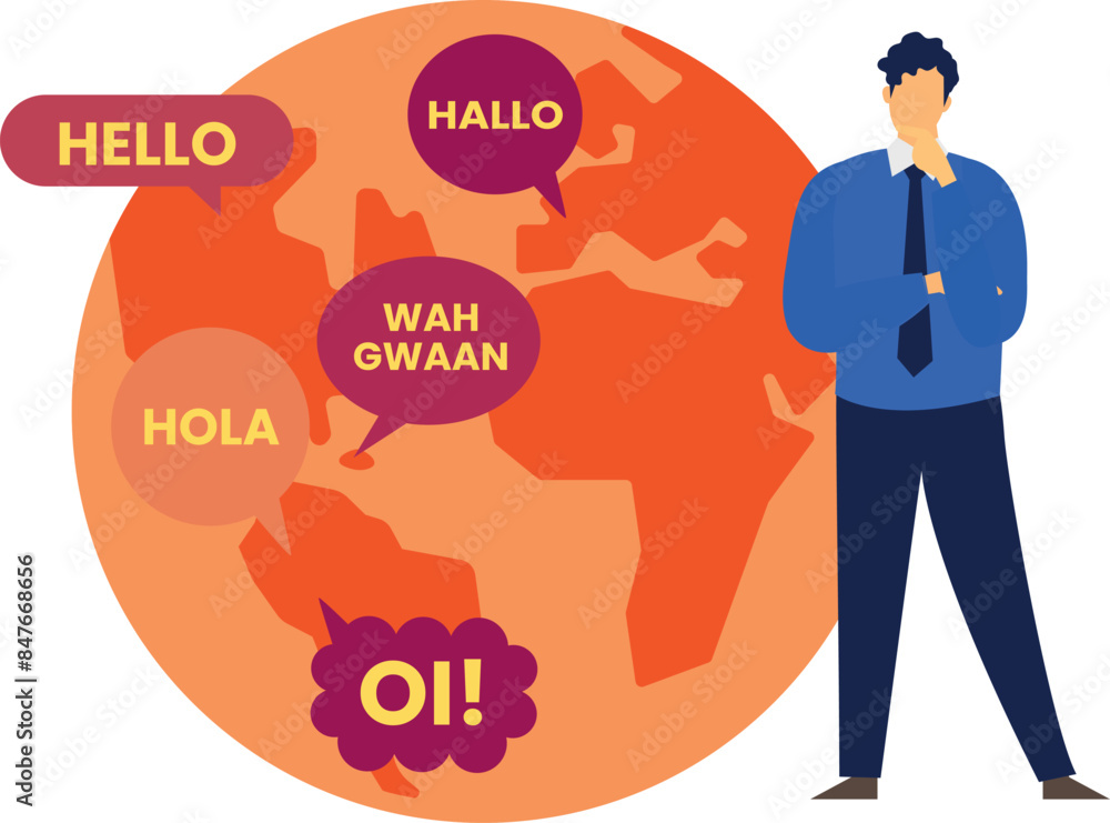 A boy is thinking about the foreign languages. A boy is thinking about the foreign languages.