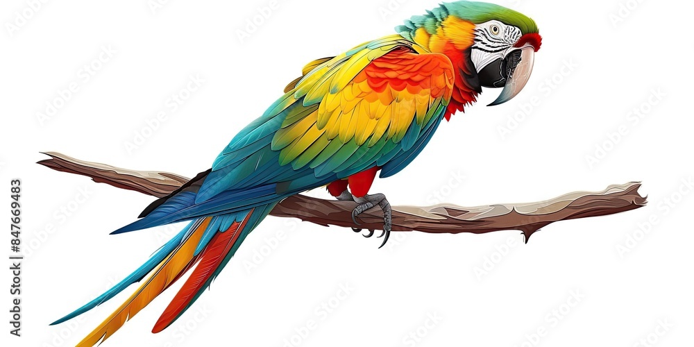 Obraz premium Cartoon Parrot with Bright Feathers